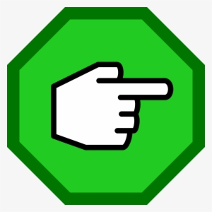 Right-pointing Hand In Green Octagon - Archive Flat Icon