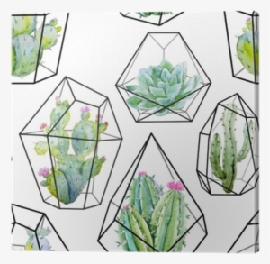 Watercolor Vector Cactus Pattern Canvas Print • Pixers® - Cactus Pattern