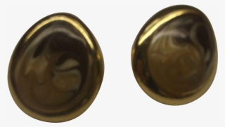 Brown Cream Swirled Enamel Teardrop Earrings