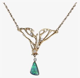 Picture Transparent Boulder Opal Diamond Necklace Vintage