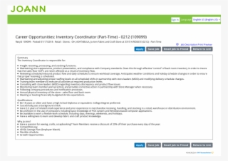 Inventory Coordinator - Jo-ann
