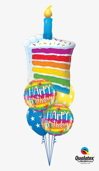 Classic Rainbow Birthday Cake Balloon Bouquet