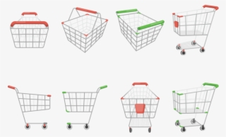 Supermarket Cart Icons Vector