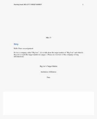 Big Lots Target Market1mkt 15helphello I Have An Assignmentit's