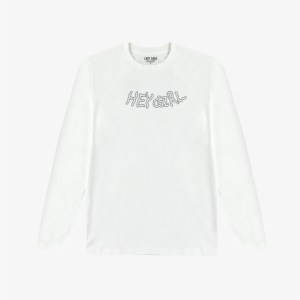 Hey Girl White Long Sleeve T Shirt - Long-sleeved T-shirt