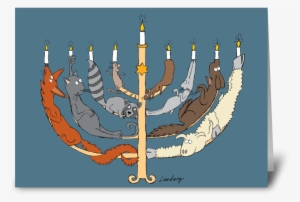 Animal Menorah Greeting Card - Greeting Card