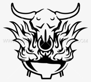 Flaming Skull Bbq Production Ready Artwork For T Shirt - Printed T-shirt