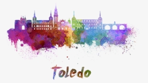 Bleed Area May Not Be Visible - Toledo Skyline In Watercolor
