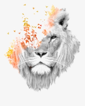 Animal Lion Grass Design Ideas - Double Exposure Rose Tattoos