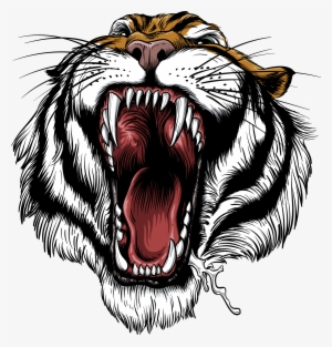 Png Black And White Library Siberian Roar Lion Leopard - Tiger Open Mouth Png