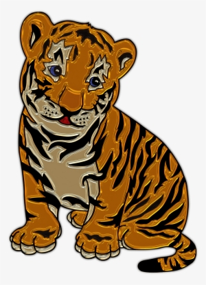 Lion Cub Sitting Plastic Art - Tigre De Bengala Animado