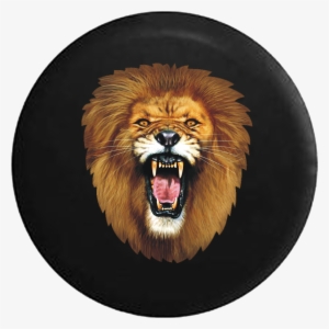 Golden African Lion Roaring Rv Camper Spare Tire Cover-35 - Roar Lion Head Png