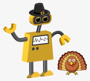 Pilgrim Bot And Turkey - Cartoon Robot Turkey