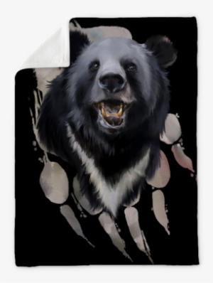 Head Of A Black Bear Watercolor Painting Plush Blanket - Watercolor Painting