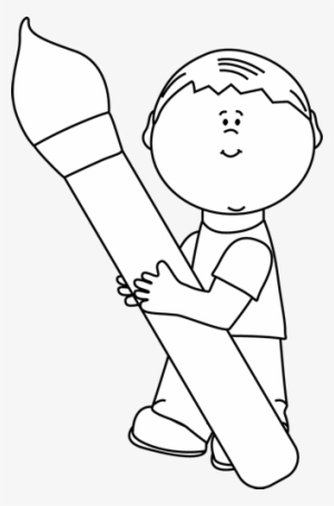 Vector Brushes Hand Holding - Giant Paintbrush Clipart Black And White