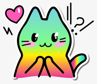 Colorful Cute Cat Meow Love Emjoi Wow Sticker