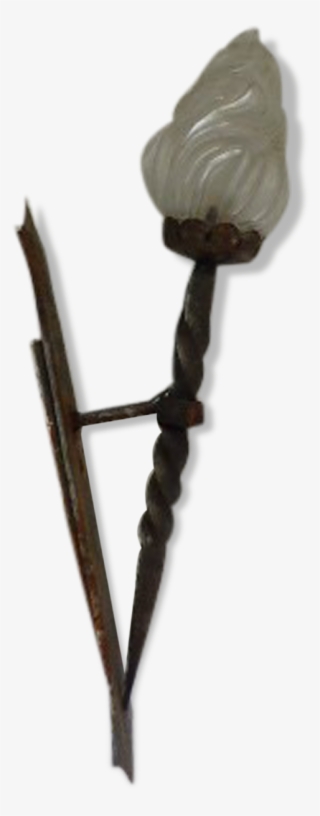 Torch Wall Lamp Wrought Iron And Flame Art Deco Globe