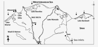 Location Map Of The Five Northern Lakes Of Egypt