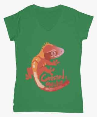 Is002 Crested Gecko ﻿women's V Neck T Shirt