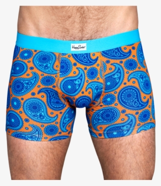 Cool Men's Boxer Brief In Blue Paisley Design At Happy