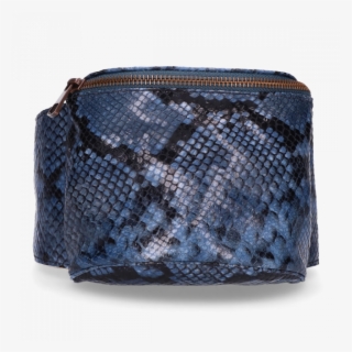 Hip Bag Snake Printed Leather Dark Blue