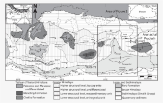Simplifi Ed Geologic Map Of Bhutan And Surrounding