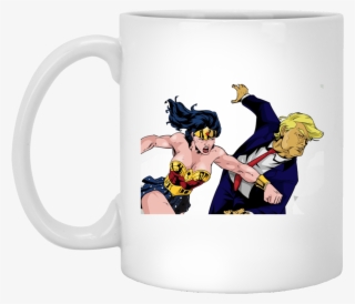 Wonder Woman Punching Trump Mug, Funny Mug
