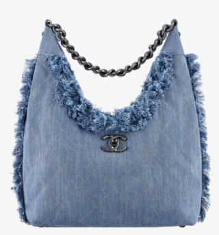 Denim Hobo Bag Embellished With