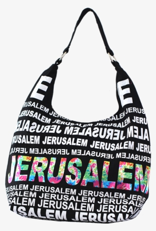 Black, White And Rainbow Foil Jerusalem City Hobo Bag