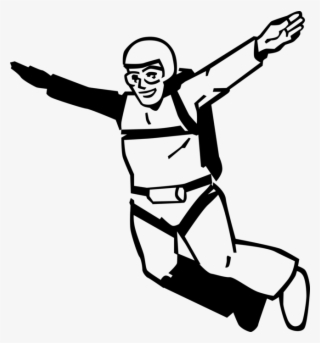Vector Illustration Of Skydiver Jumps From Plane In