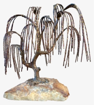 Bijan Bronze Brutalist Sculpture Weeping Willow Tree - Mid-century Modern