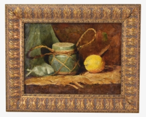 19th Century Oil Painting Still Life Of Lemon With - Oil Painting