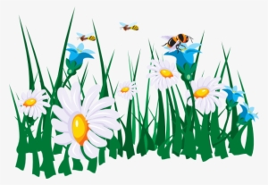 Bee Clipart Grass - Clip Art Bees And Flowers