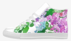 Watercolor Hydrangea Aquila High Top Microfiber Leather