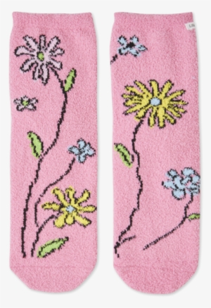 Wild Flowers Plush Snuggle Sock - Life Is Good Women's Wild Flowers Plush Snuggle Sock