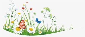Wild Flowers With Grass - Clip Art
