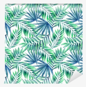Watercolor Tropical Leaves Seamless Pattern Wall Mural - Watercolor Painting