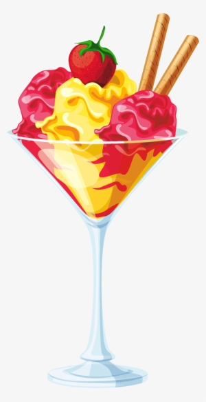 Yellow Red Ice Cream Sundae Transparent Pictureu200b - Icecream Sundae Drawing