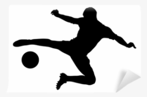 A Silhouette Of A Soccer Player Shooting A Ball Wall