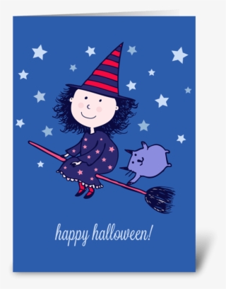 Lovely Little Witch Halloween Card Greeting Card