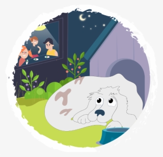 Dog Watches Family Eat Dinner Inside As He Sits In