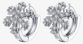 201264301 Rhinestoned Snowflake Christmas Hoop Earrings