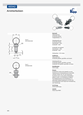 Kipp Katalog Bedienteile Normelemente Kurbeln Klemmhebel