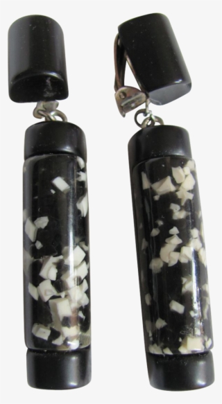 Art Deco Black Bakelite And Lucite Confetti Chunky