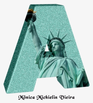 Alfabeto Ilustrado Com A Estátua Da Liberdade E Glitter