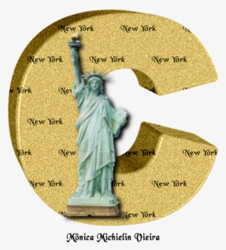 Alfabeto Dourado Com Estátua Da Liberdade Png
