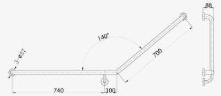 Mobi Grab Rail Left Hand 840mm X 700mm X 140 Degree