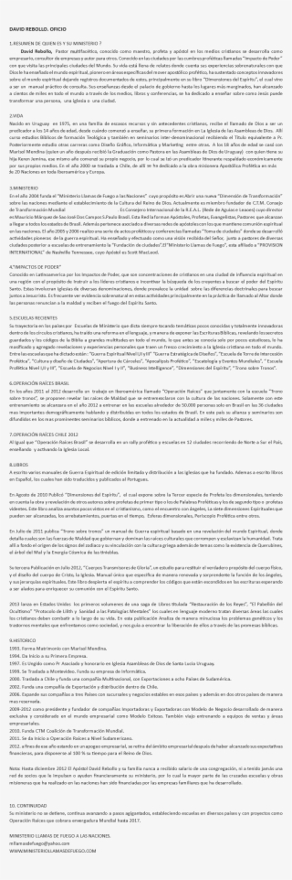 Resumen De Quien Es Y Su Ministerio David Rebollo