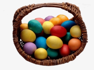 Basket With Coloured Easter Eggs Png - Easter Basket Png Transparent