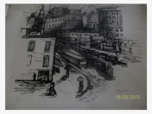 Seymour Fogel American Modernist Watercolor Street - New York City